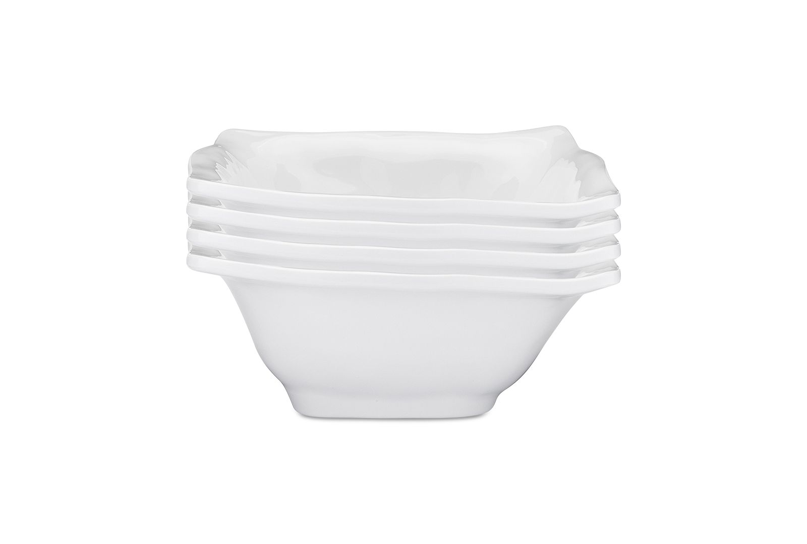Q Squared Ruffle Melamine Square Cereal Bowls, Set of 4
