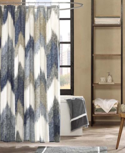 INK+IVY Alpine  Chevron Stripe Cotton Shower Curtain, 72" x  72"