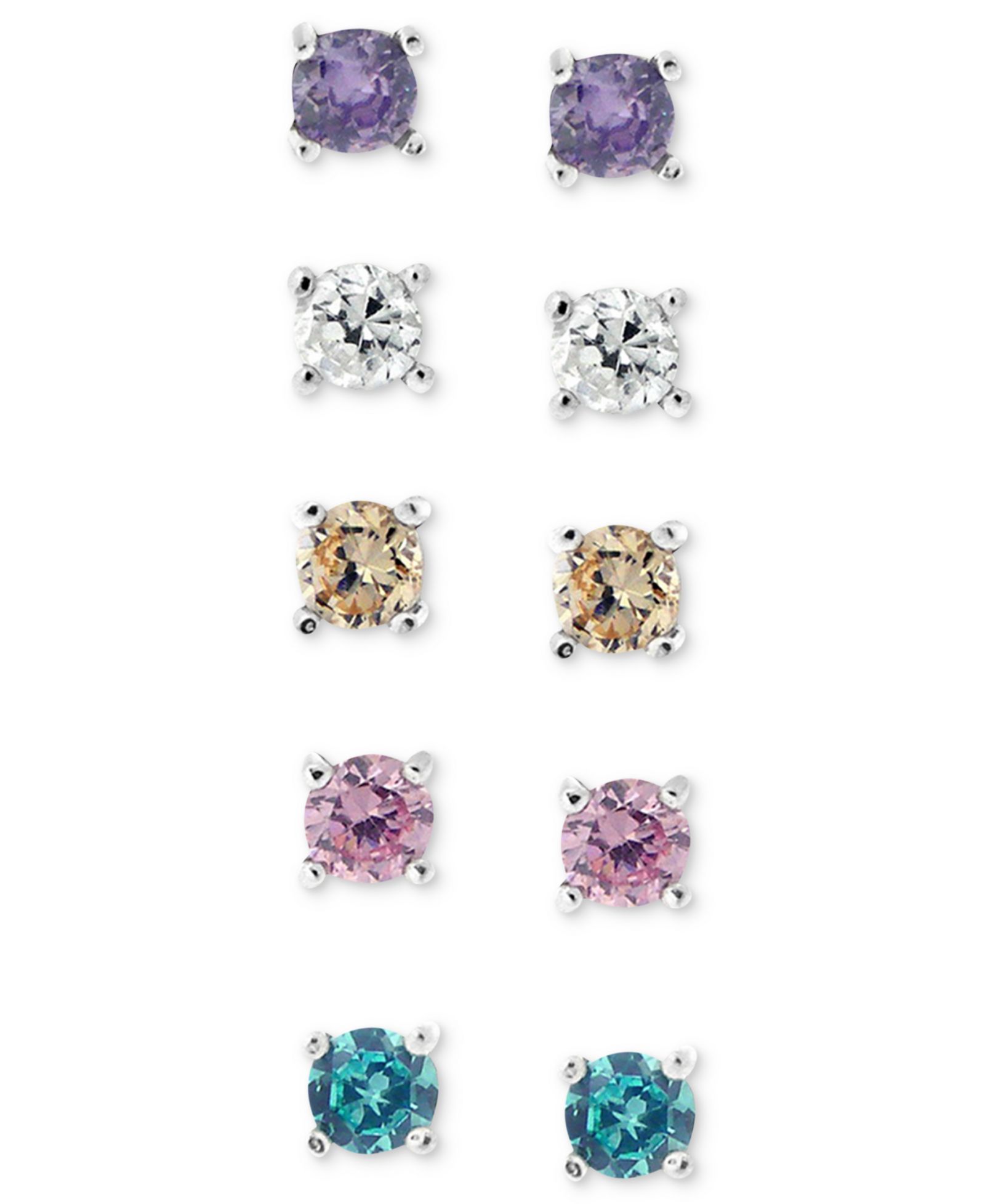 Giani Bernini Sterling Silver Earring Set, Multicolor Cubic Zirconia Five Stud Earring Set (1 ct. t.w.)