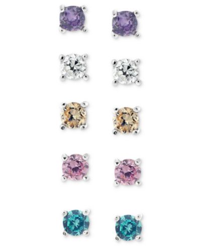 Giani Bernini Sterling Silver Earring Set, Multicolor Cubic Zirconia Five Stud Earring Set (1 ct. t.w.)