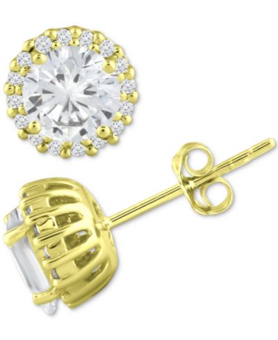 Giani Bernini Серьги-гвоздики Pavé Cubic Zirconia в серебре с позолотой 14k