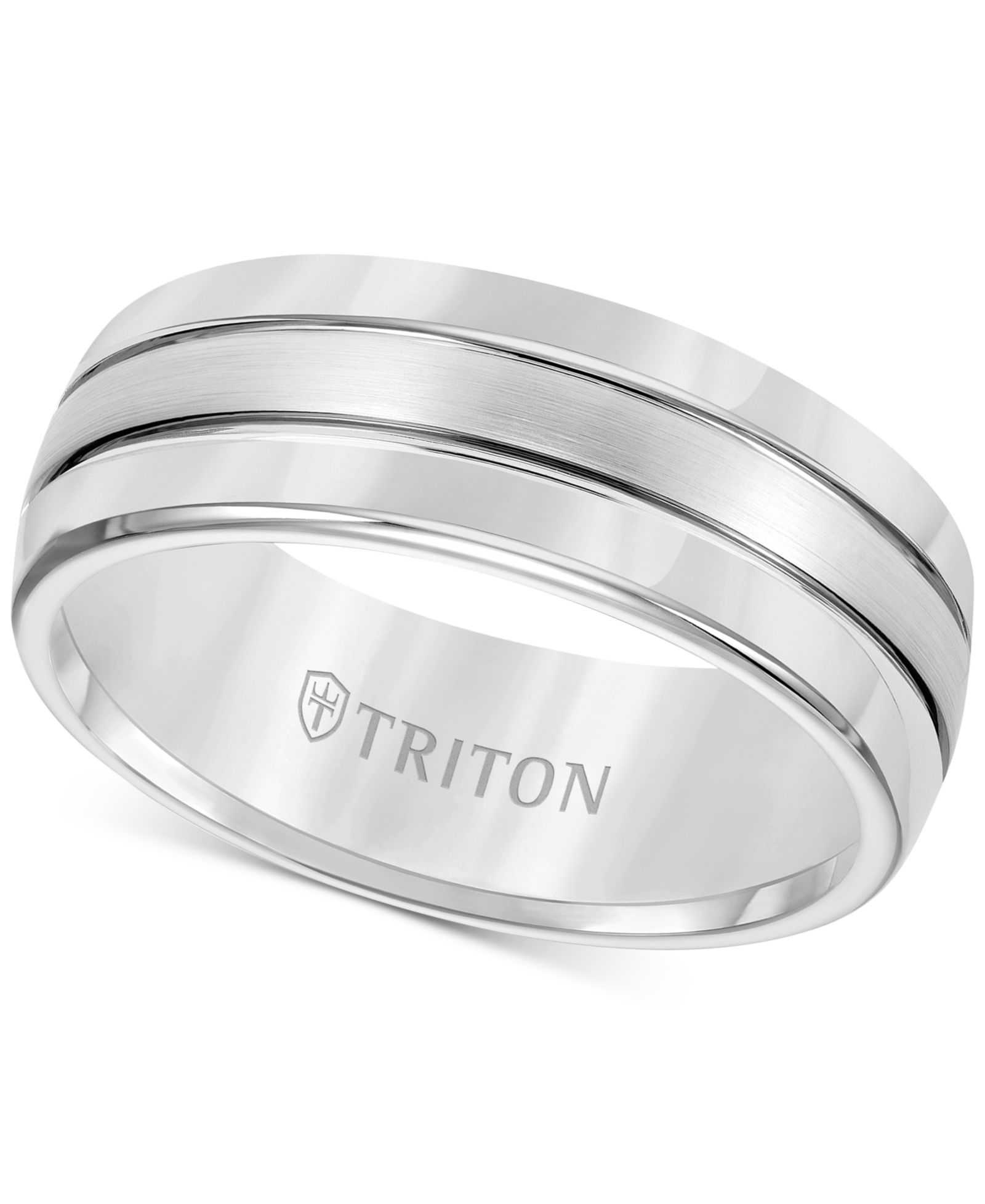 Triton Men's Tungsten Carbide Ring, Comfort Fit Wedding Band (8mm)