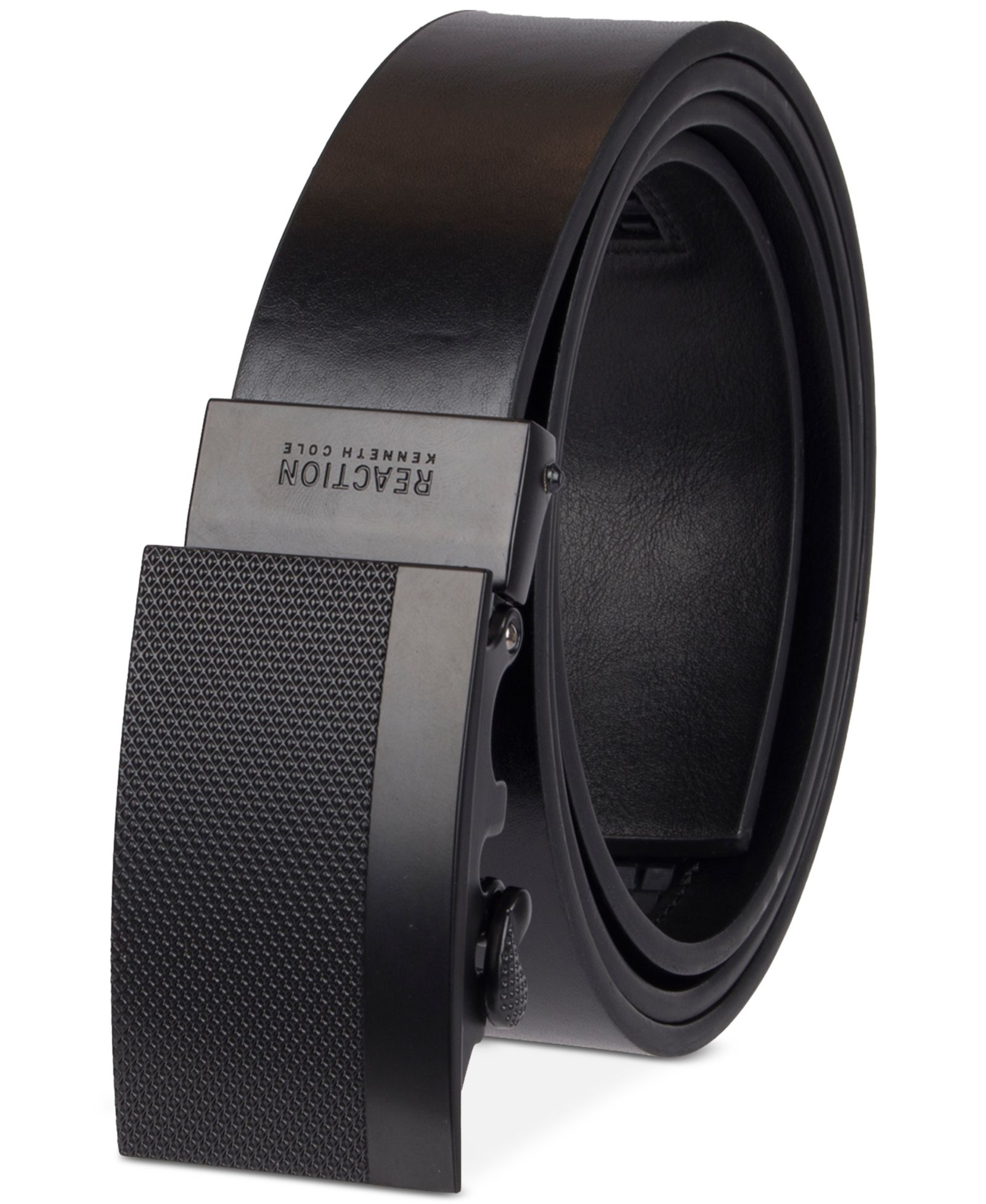 Kenneth Cole REACTION Men’s Exact System Track Lock Plaque Buckle Belt