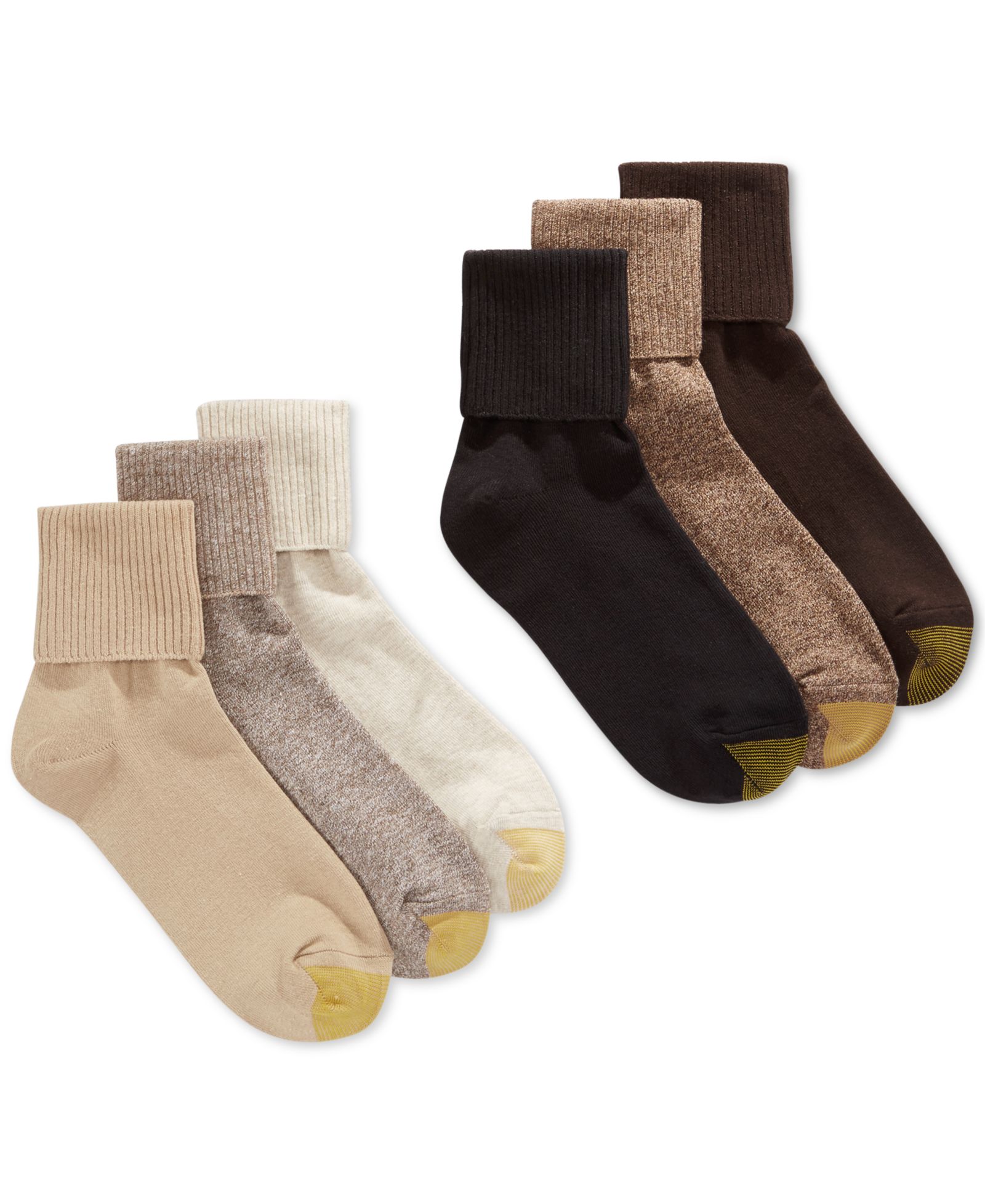 Женские повседневные носки Gold Toe с подворотом, 6 пар