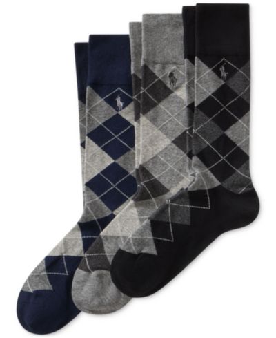 Polo Ralph Lauren Мужские носки, Argyle, 3 шт. в упаковке