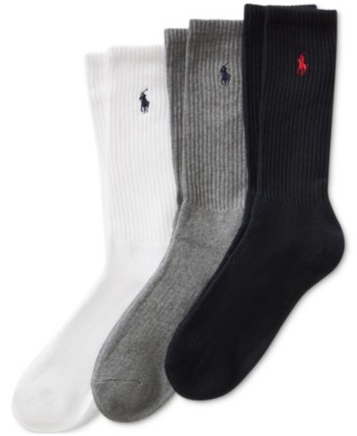 Polo Ralph Lauren Мужские спортивные носки, 3 шт., Extended Size