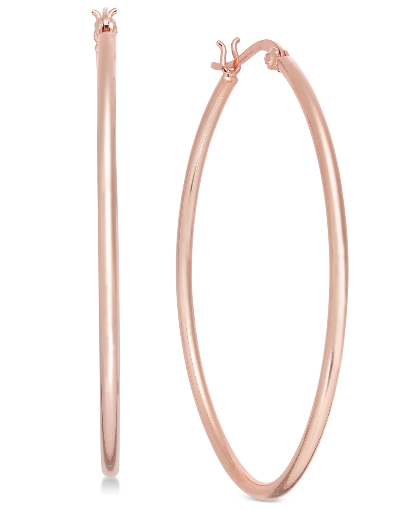 And Now This Large Rose Gold Plated Polished Oval Medium Hoop Earrings