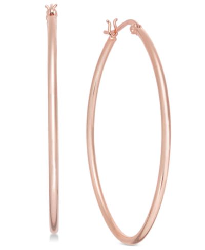 And Now This Большие серьги-кольца с позолотой Rose Gold, 2"