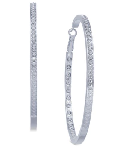 Серьги-кольца And Now This Silver Plated Crystal Large Hoop