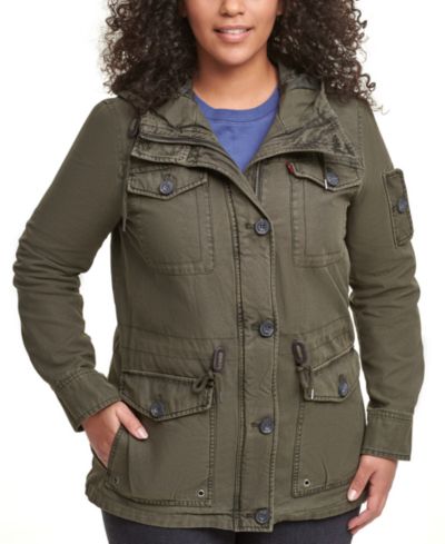 Levi's® Trendy Plus Size Hooded Military Jacket