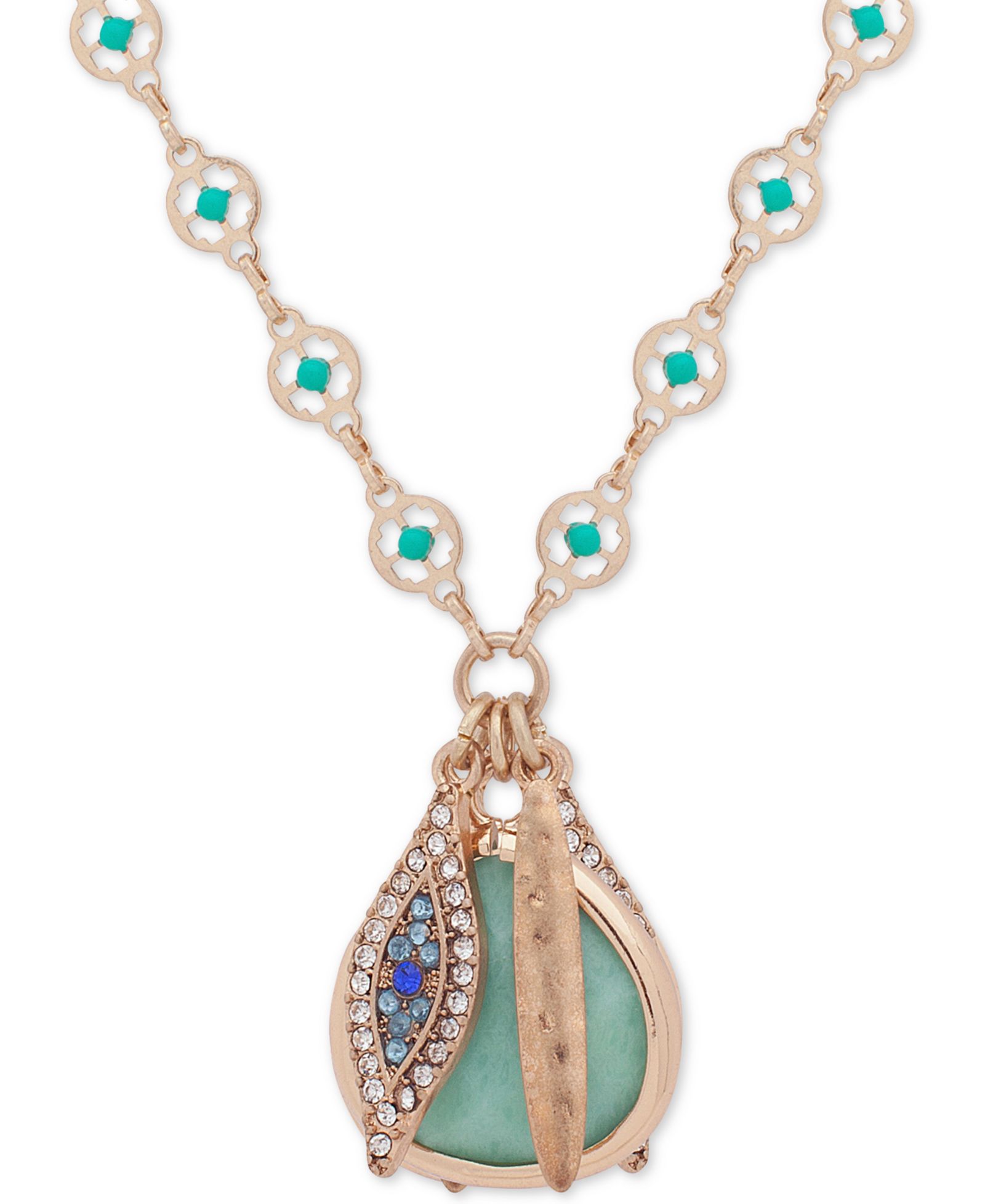 Подвеска lonna & lilly Gold-Tone Stone & Evil Eye Charm, 32" + 3" extender