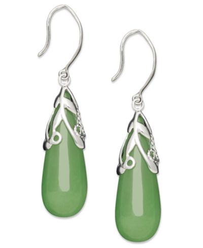 Серьги-подвески Dyed Jade Leaf из стерлингового серебра