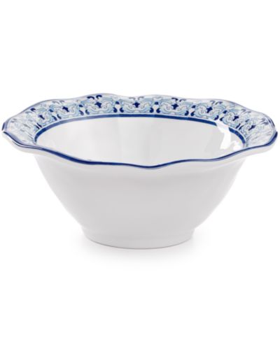 Q Squared Talavera Azul Melamine 6.5" Cereal Bowl, Set of 4
