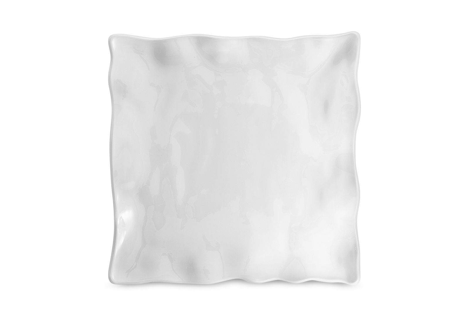 Q Squared Small White Ruffle Melamine Square Platter