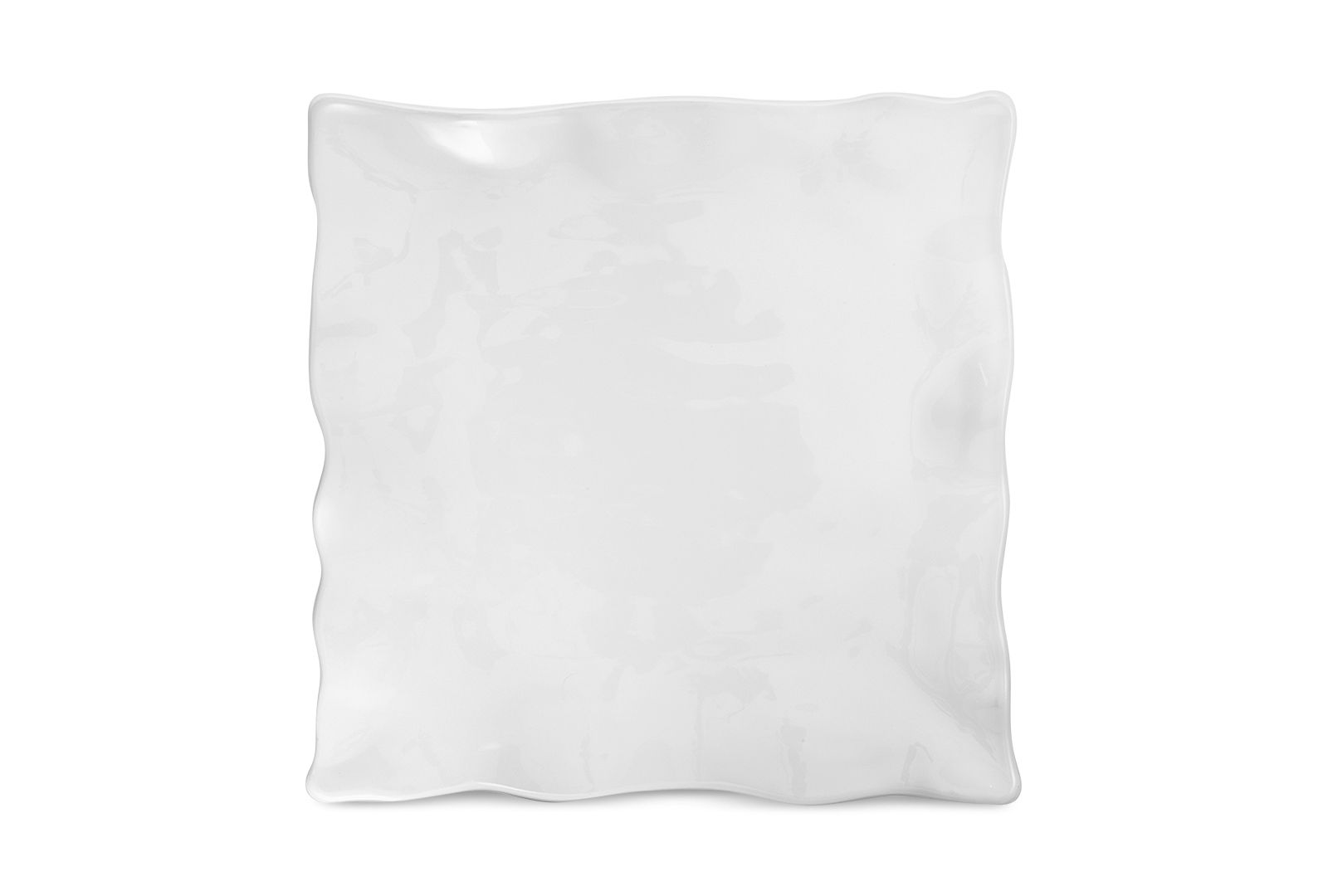 Q Squared Large White Ruffle Melamine Square Platter