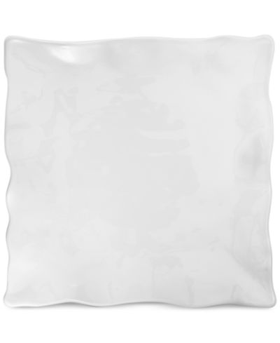 Q Squared Large White Ruffle Melamine Square Platter