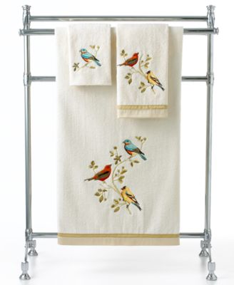 Avanti Gilded Birds Embroidered Cotton Hand Towel, 16" x 30"