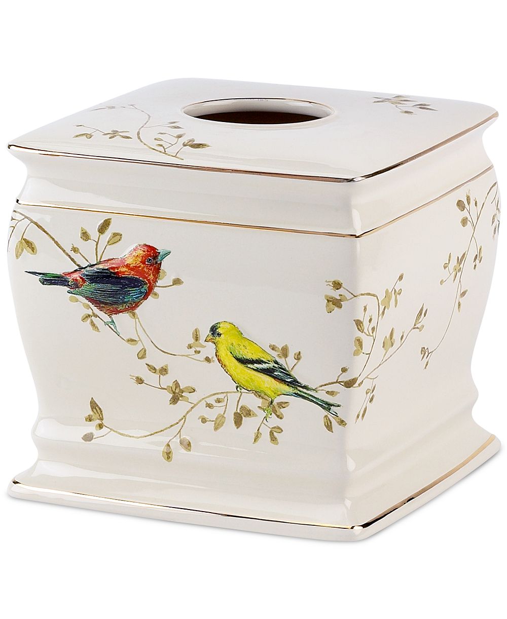 Avanti Gilded Birds керамическая крышка для салфеток с золотым акцентом