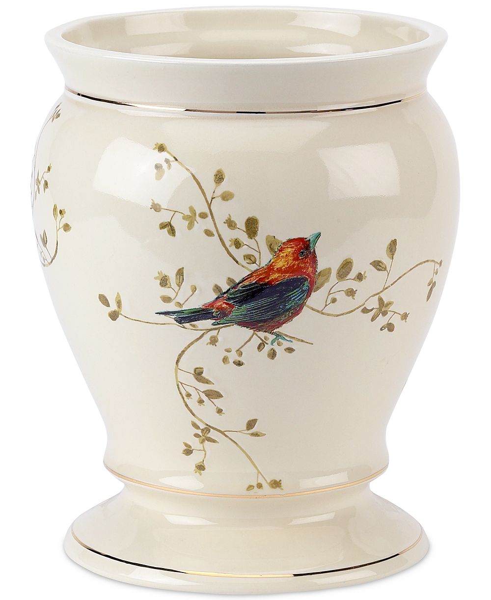 Керамиковая корзина для мусора Avanti Gilded Birds Gold-Accent
