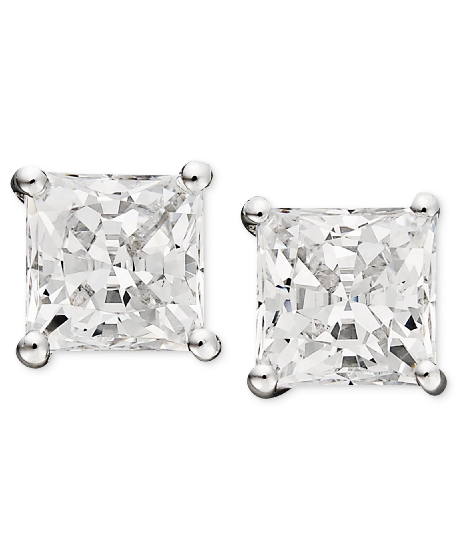 Серьги Arabella 14k White Gold Cubic Zirconia Princess Cut Stud