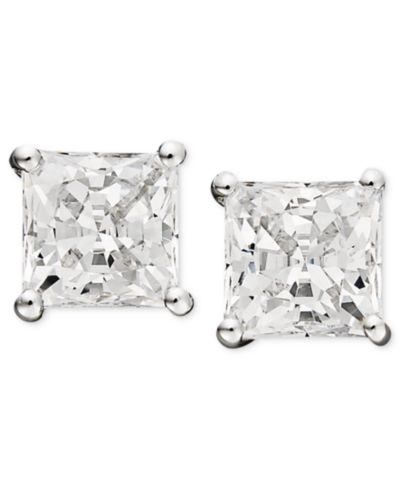 Серьги Arabella 14k White Gold Cubic Zirconia Princess Cut Stud