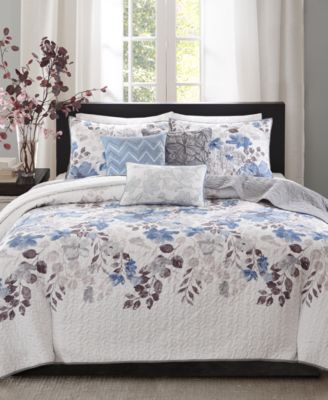 Madison Park Luna Printed Floral 6-Pc. Quilt Set, King/Cal King