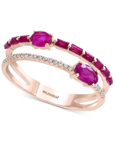 Кольцо EFFY® Ruby (7/8 ct. t.w.) & Diamond Accent в 14k Rose Gold