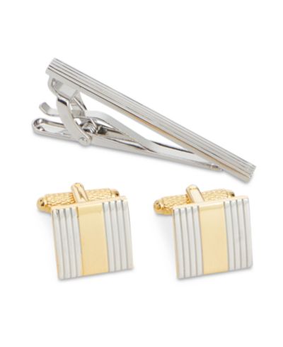 Мужской набор Perry Ellis Classic Cuff Links & Tie Bar