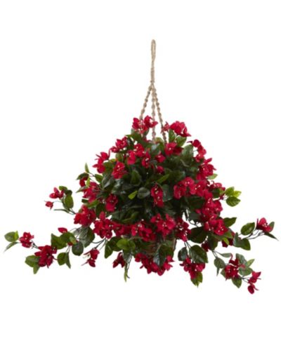 Nearly Natural Bougainvillea UV-Resistant Indoor/Outdoor Hanging Basket