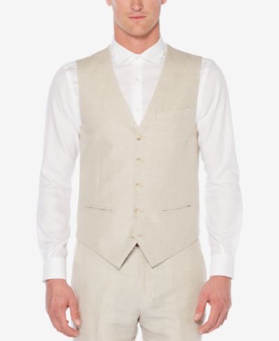 Perry Ellis Men's Linen Herringbone Vest