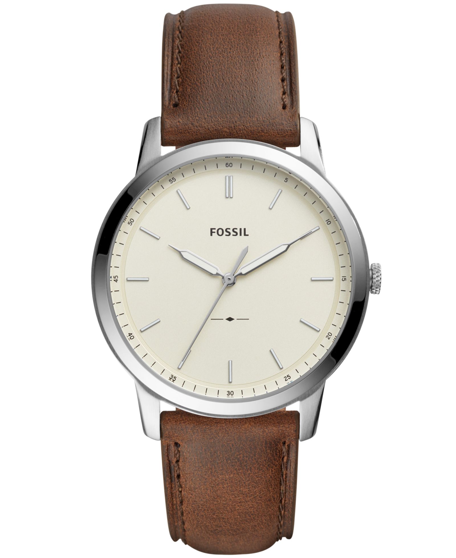 Мужские часы Fossil Minimalist Brown Leather Strap, 44mm