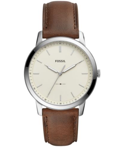 Мужские часы Fossil Minimalist Brown Leather Strap, 44mm