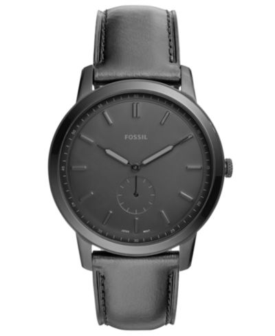 Мужские часы Fossil Minimalist Black Leather Strap 44mm