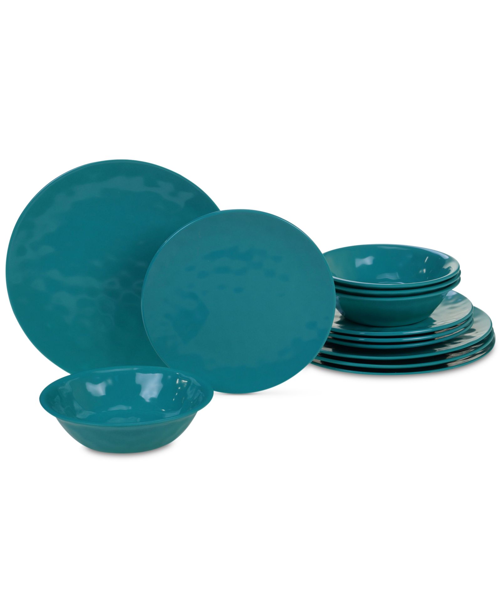 Certified International Teal Melamine 12-Pc. Dinnerware Set, Service for 4