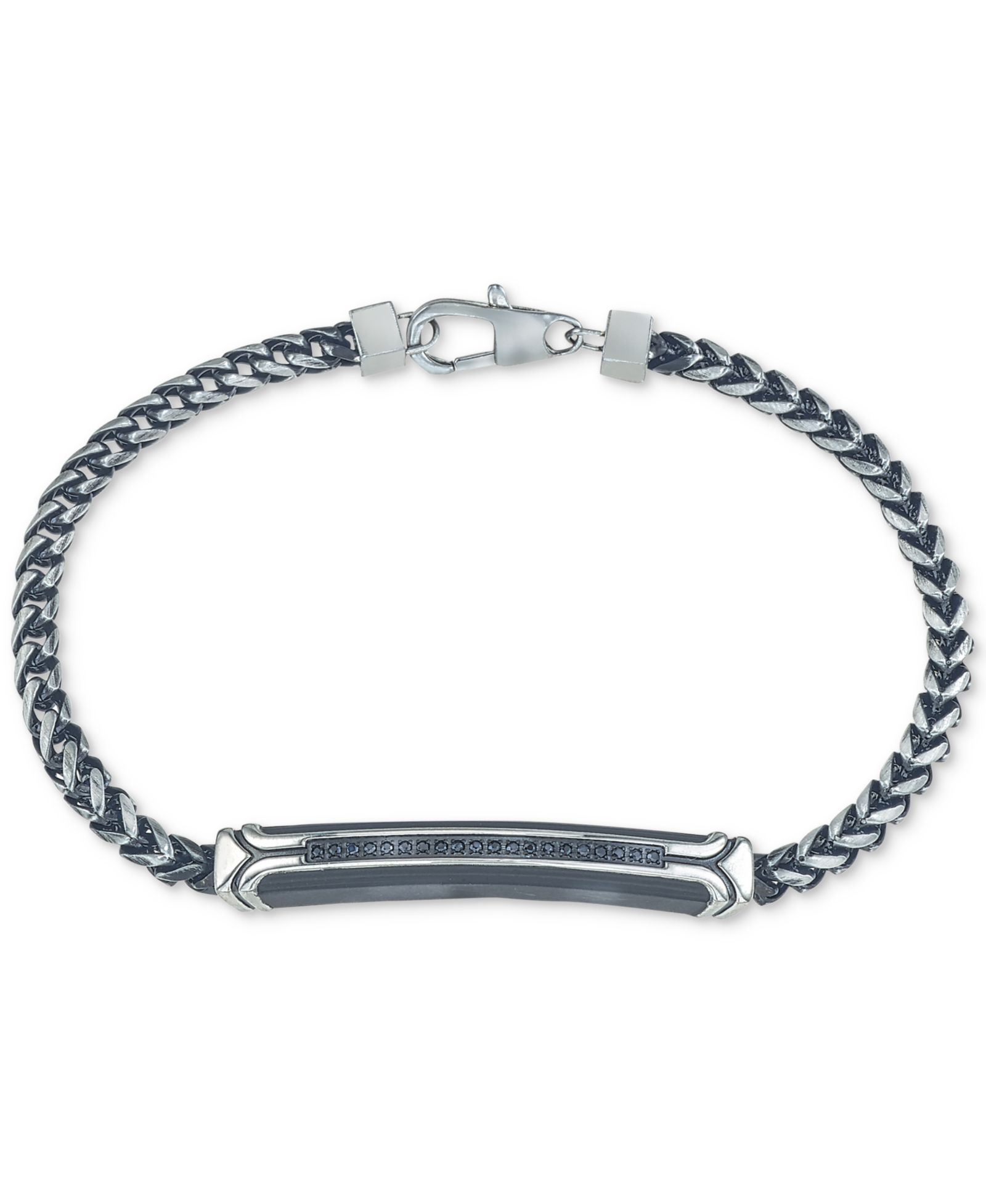 Мужской браслет Esquire Jewelry Diamond Link, Black or Blue Ion-Plated Stainless Steel