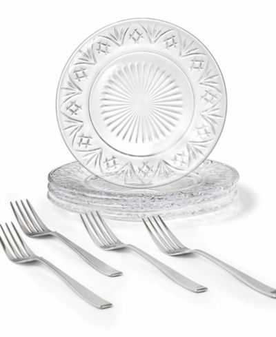 Godinger Dublin Crystal Dessert Plate & Dessert Fork, Set of 8