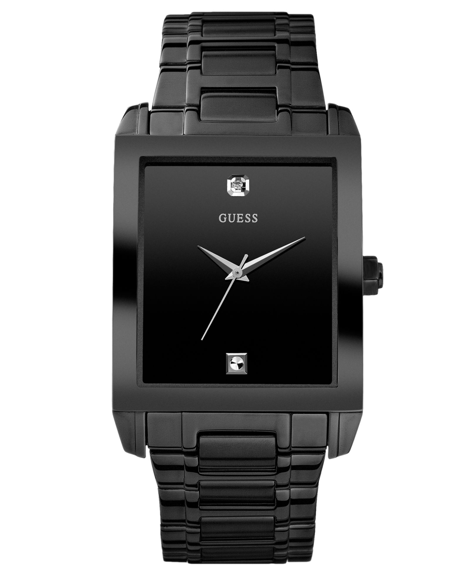 Мужские часы GUESS с бриллиантовым акцентом, черное ионное напыление, стальной браслет 41x37mm U12557G1