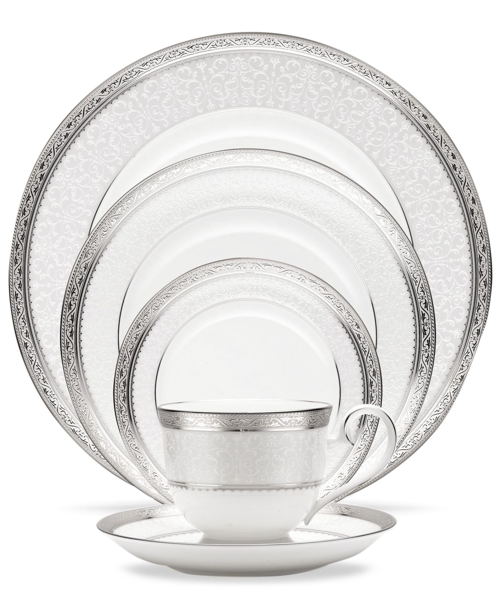 Noritake Dinnerware, Odessa Platinum  5 Piece Place Setting