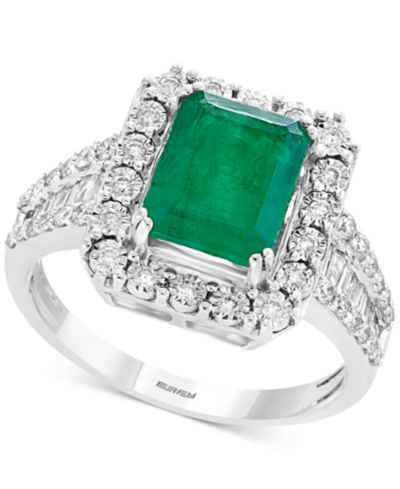 EFFY® Emerald (2-1/6 ct. t.w.) & Diamond (1/2 ct. t.w.) Ring in 14k White Gold & 14k Yellow Gold