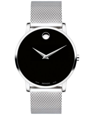 Movado Unisex Swiss Museum Classic Stainless Steel Mesh Bracelet Watch 40mm