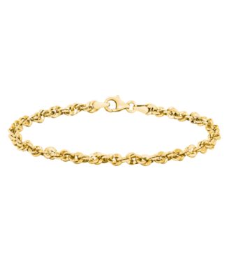 Italian Gold Diamond Cut Rope Chain Bracelet (3-3/4mm) in 14k Gold, Made in Italy