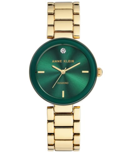 Женские часы Anne Klein Diamond-Accent Gold-Tone, 32mm