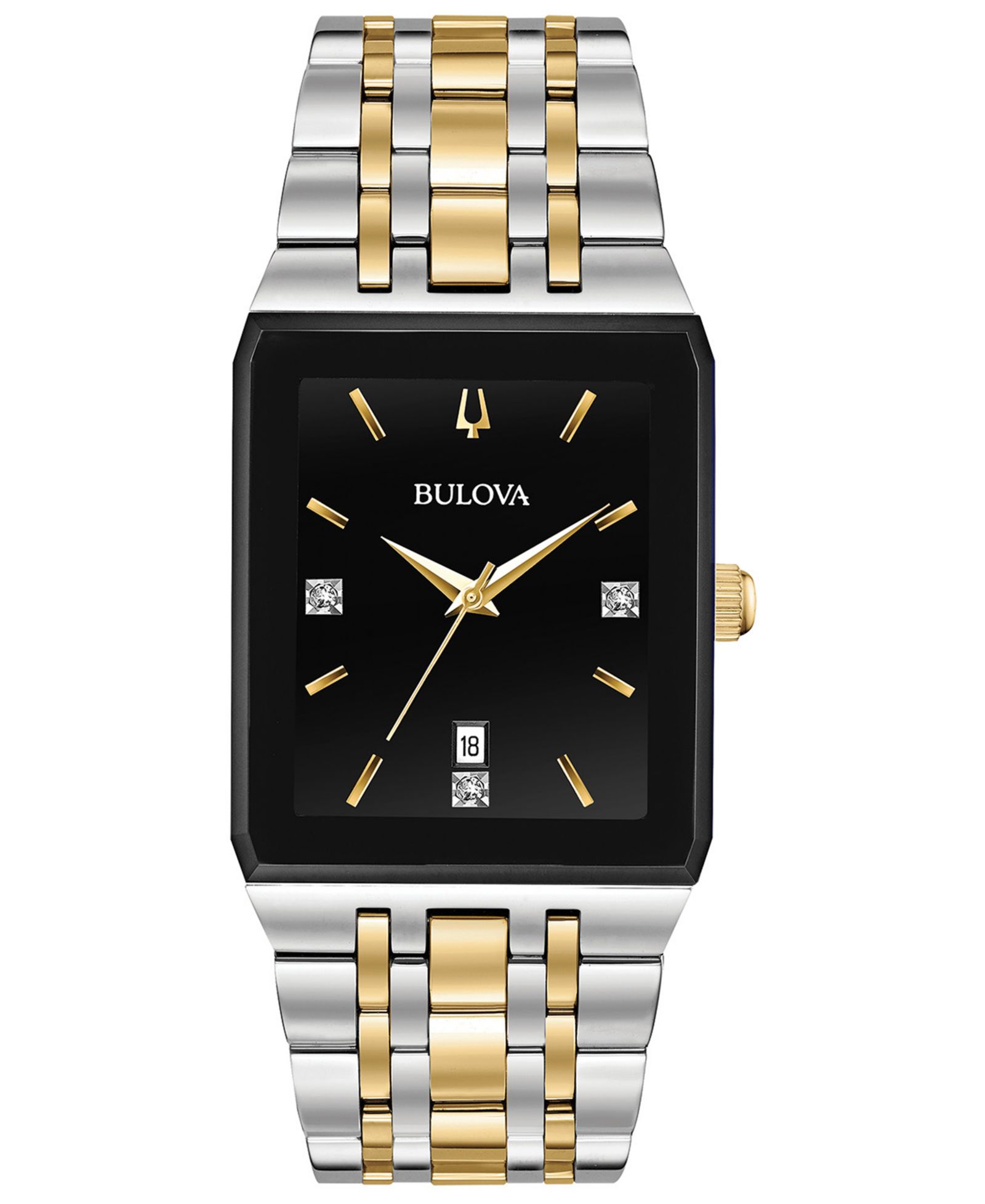 Bulova Men's Diamond-Accent Two-Tone Stainless Steel Bracelet Watch 30.5x45mm, Created for Macy's