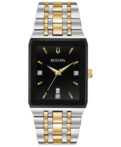 Мужские часы Bulova Diamond-Accent Two-Tone Stainless Steel Bracelet 30.5x45mm