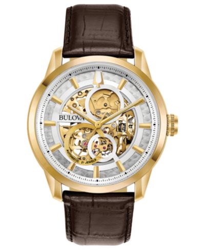 Мужские автоматические часы Bulova Sutton Brown Leather Strap 43mm