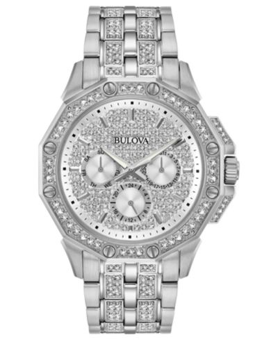 Bulova Мужские часы Stainless Steel & Crystal-Accent Bracelet, 41.5mm