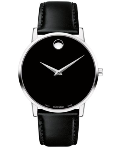 Мужские часы Movado Swiss Museum Classic Black Leather Strap 40mm