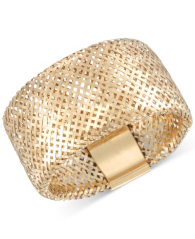 Итальянское золотое кольцо с сетчатой структурой из 14k Gold, Made in Italy