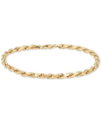 Italian Gold золотой браслет с бриллиантовым огранением Rope Chain (4mm), 14k Gold, Made in Italy