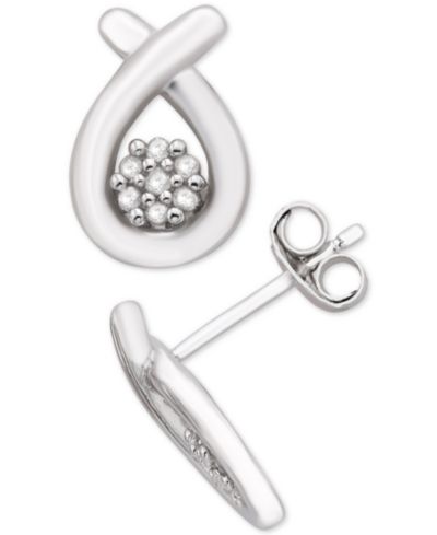 Серьги-гвоздики Diamond Cluster Stud (1/10 ct. t.w.) из Sterling Silver